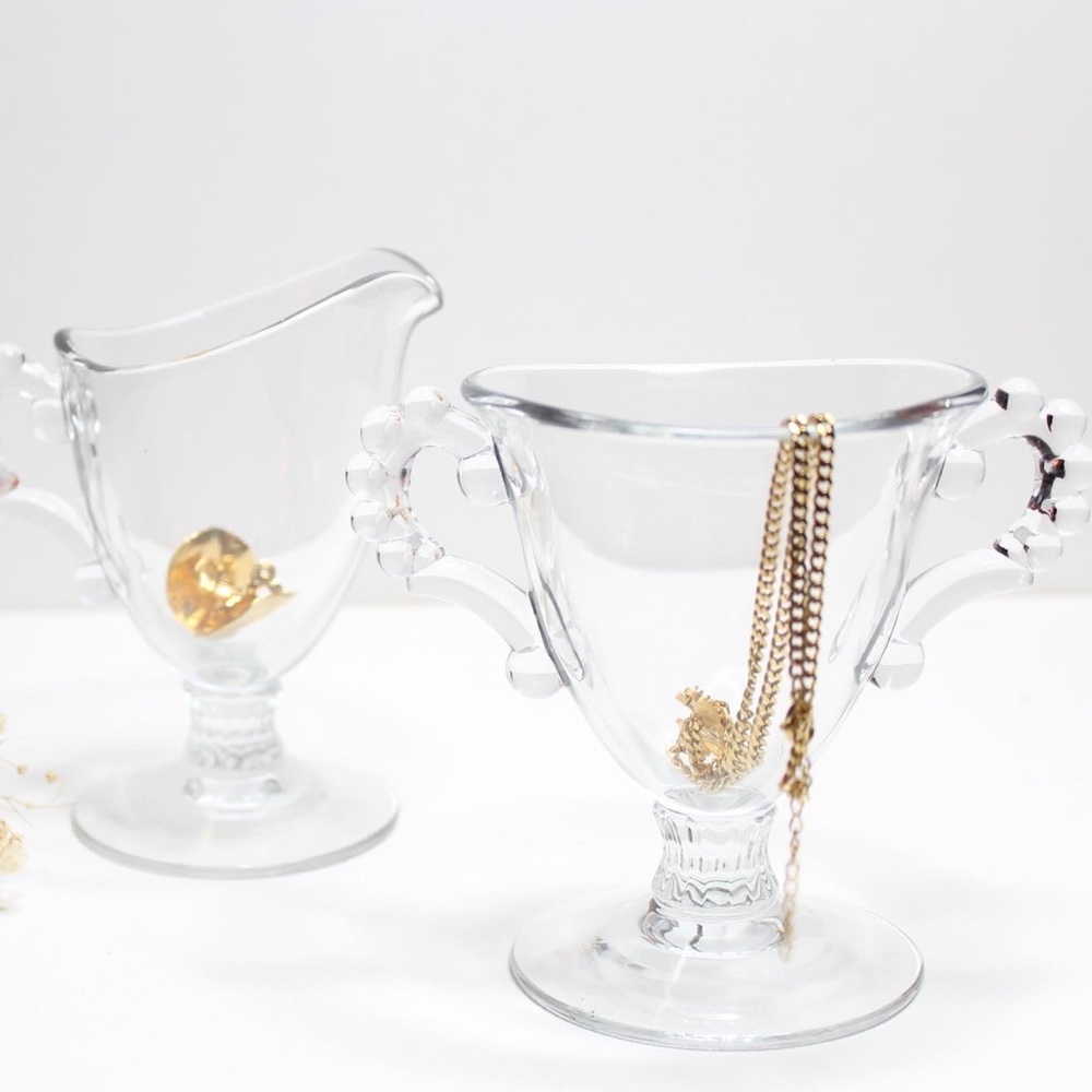 Crystal glass creamer set